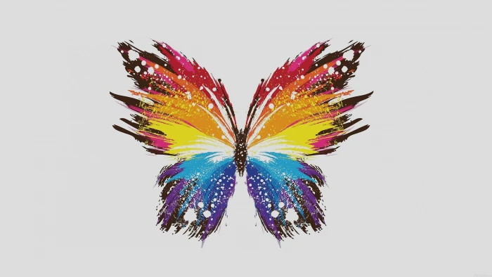 red yellow orange and blue butterfly digital wallpaper art 2k