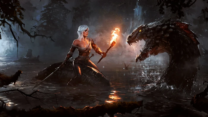 Ciri The Witcher water nature women young adult arts culture and entertainment 2k