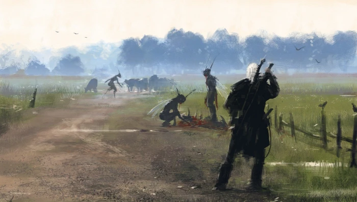 digital painting of witcher The Witcher Geralt Rivia 3 Wild Hunt 2k