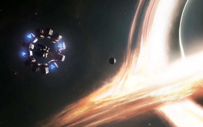 gray space station spacecraft in galaxy Interstellar movie 2k