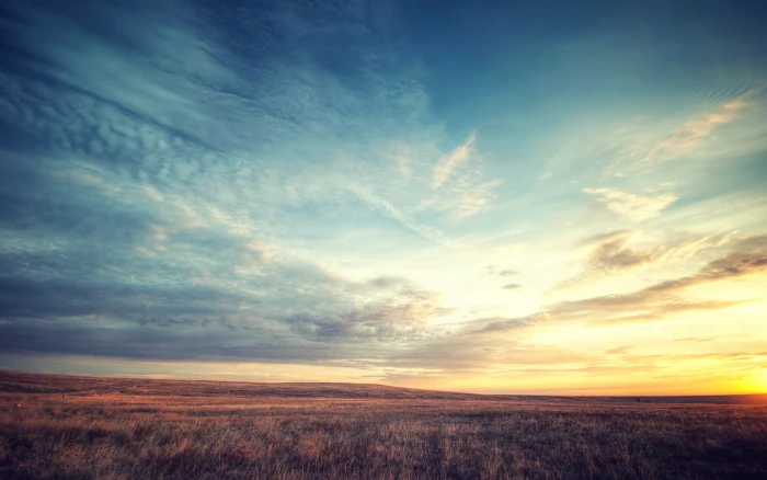 greenfield dawn sky beautiful scenery nature sunset landscape 2k