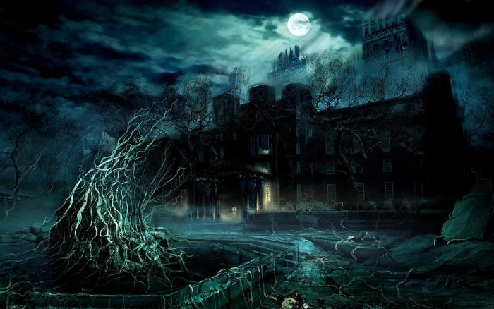 Horror Fantasy haunting eeerie cloudy magical dark scary 2k