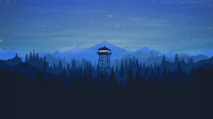 Mountains Night Stars The game Forest View Birds Hills 2k 4k