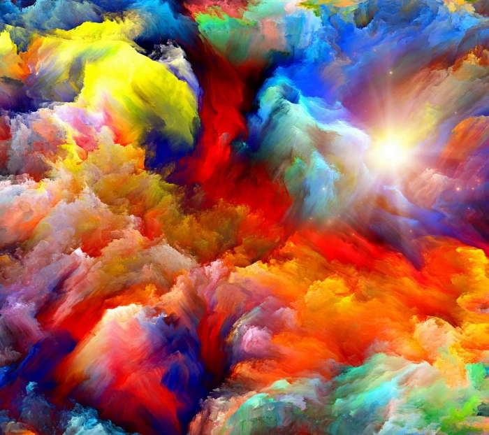 orange and multicolored abstract painting colorful artwork