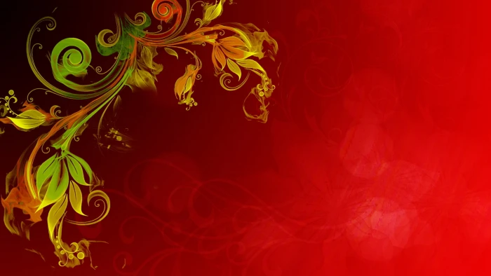 red and green floral background design fire effect plant glare 2k