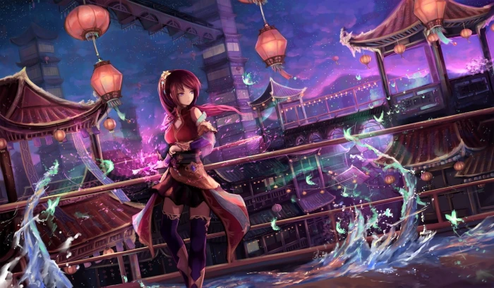 red haired girl anime character digital wallpaper girls 2k