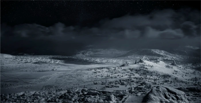 Siberia winter landscape dark nature night scenics 2k