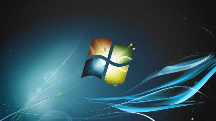 Windows wallpaper Microsoft 7 logo illuminated 2k