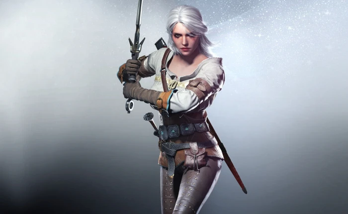 Witcher 3 Wild Hunt Ciri white haired game character illustration 2k