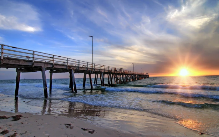 adelaide australia beach bridge grange landscape ocean 2k
