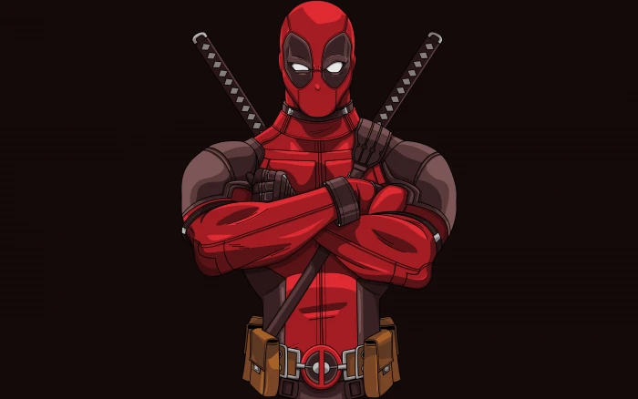 Deadpool Minimal Artwork red black background human representation 2k 4k