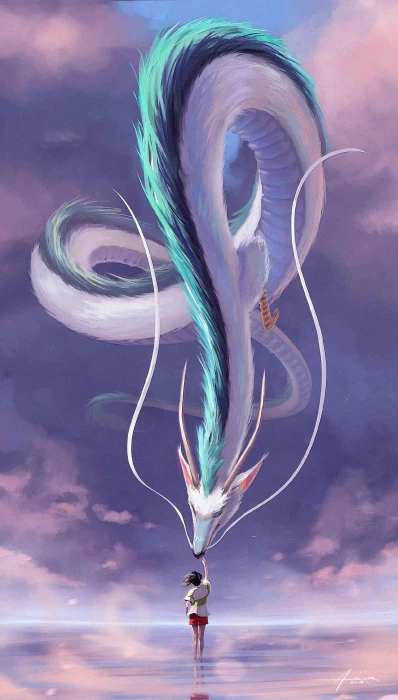 dragon children illustration digital painting clouds Haku