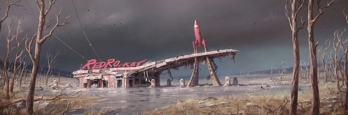 gray concrete building wallpaper Fallout 4 concept art nature 2k