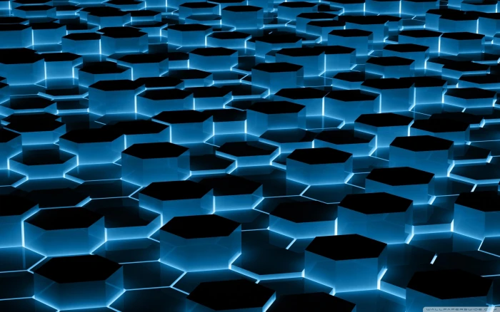 Neon Hexagone black and blue octagon graphic art shape abstract 2k