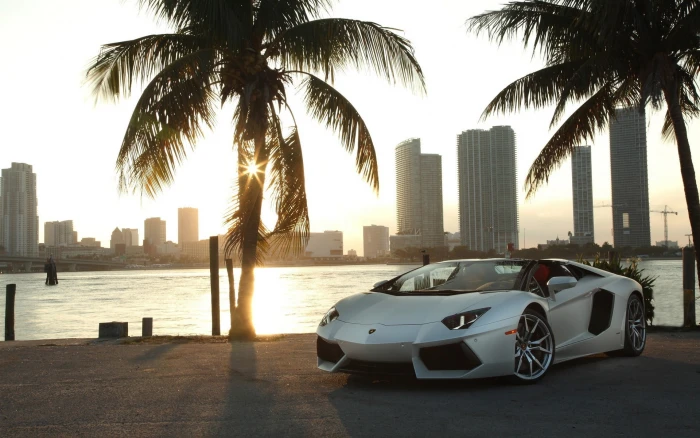 silver Lamborghini Aventador convertible coupe LP 4 Roadster 2k