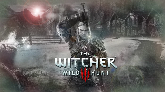 The Witcher 3 Wild Hunt dragon sword Geralt of Rivia town 2k