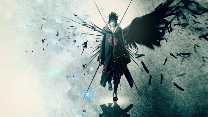 Uchiha Sasuke digital wallpaper Naruto Shippuuden anime wings 2k