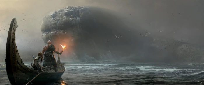 video games Video Game Art ultrawide ultra wide God of War 2k