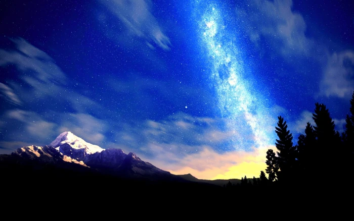 Beautiful Beauty Majestic Night Nature Mountains HD Art Blue 2k