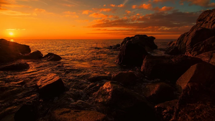 full h d of nature sunset sea sky water horizon 2k