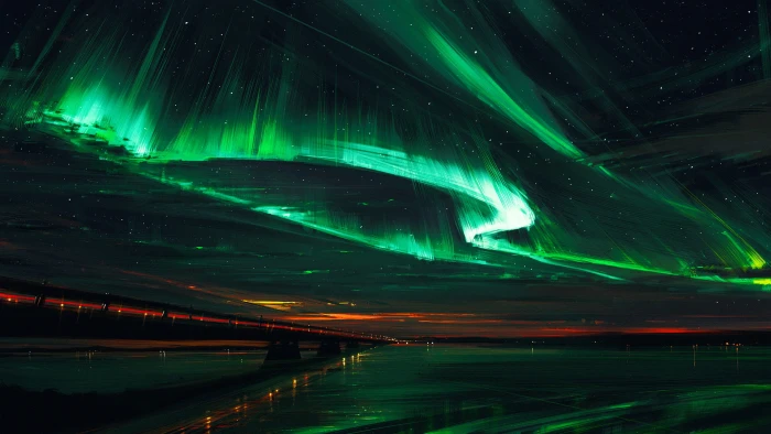 Northern Lights by Alena Aenami night green color beauty in nature 2k
