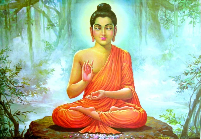 orange Gautama Buddha wallpaper Religious Buddhism spirituality 2k