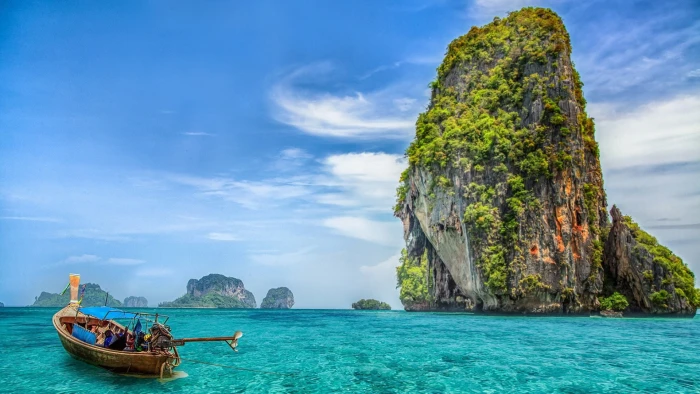 railay beach krabi sea island islet tropics exotic ocean 2k