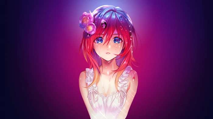 red haired female anime character digital wallpaper girls 2k 4k