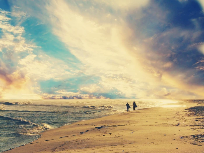 surfing landscape beach sand clouds surfers 2k