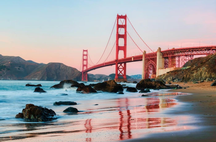 Golden Gate red san francisco bridge photo view splendor lovely 2k