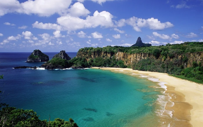 nature landscape beach sea Brazil cliff 2k