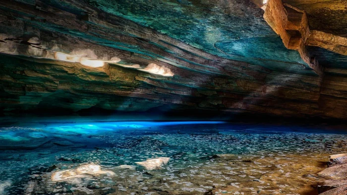 blue cave crystal clear unique place bahia brazil chapada diamantina national park 2k