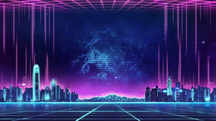 synthwave music retro neon city Others architecture built structure 2k