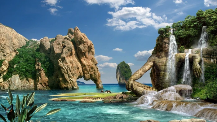 fantasy landscape sky travel water summer tourism mountain 2k