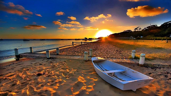 sky sunset shore sea horizon cloud water sunray coast 7 2k