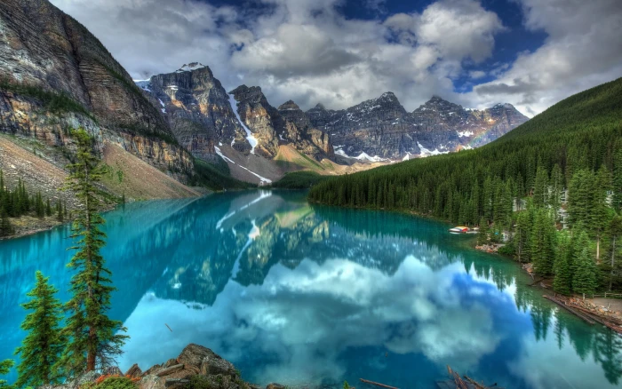 brown mountain nature HDR landscape lake reflection mountains 2k