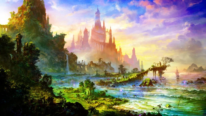 fantasy landscape sky travel tourism summer water city 2k