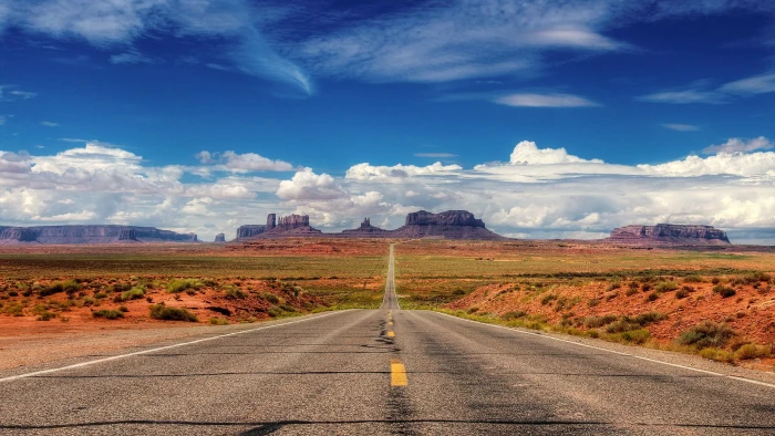 Straight Highway In The Desert death valley national park clouds 2k