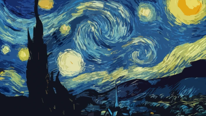 The Starry Night by Vincent Van Gogh painting abstract water 2k