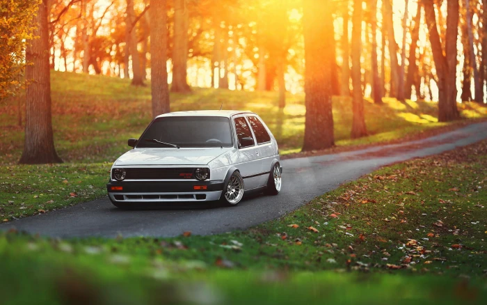 white 5 door hatchback car volkswagen golf tuning gti stance 2k