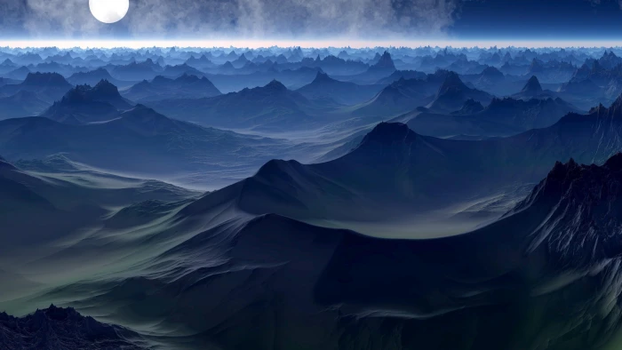 landscape mountains fantasy art surface night moon sky 2k 4k