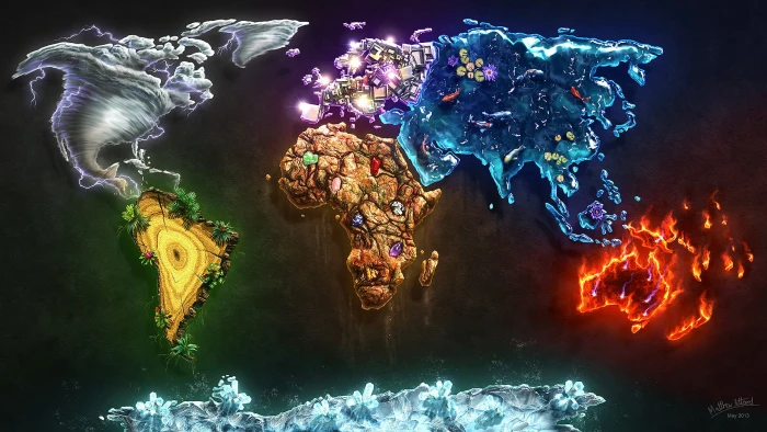 multicolored world map assorted decor elements water Earth 2k