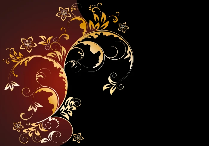 black and brown floral wallpaper background golden ornament 2k 4k