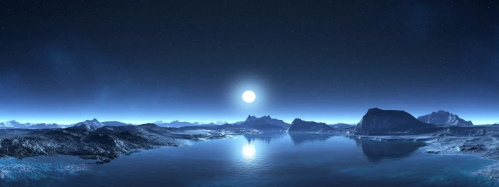 body of water art digital dual lakes landscapes monitor 2k