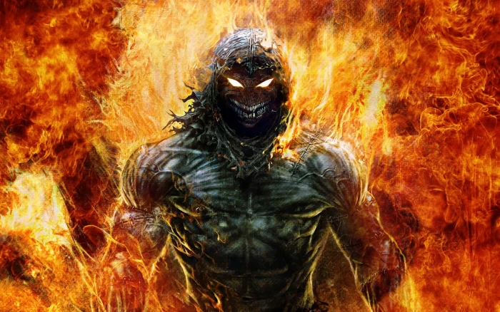 fantasy art fire Disturbed demon artwork flame burning 2k