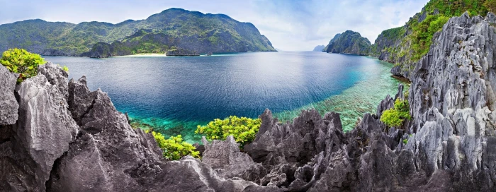 landscape sea island lagoon beach panorama Philippines 2k