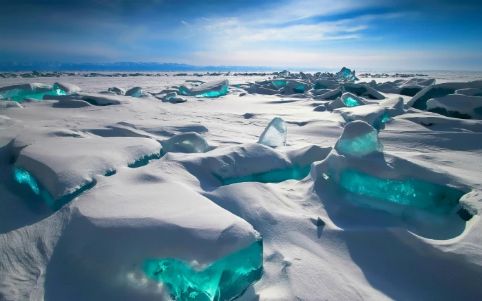 nature landscape snow ice winter cyan 2k