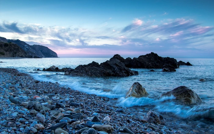 Sea beach rocks waves 2k