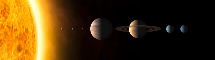 solar system illustration multiple display planet space Sun 2k 4k 5k 8k