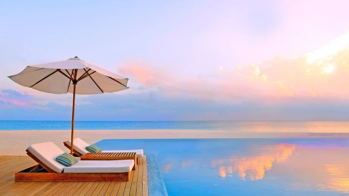 summer parasol sunbed leisure water caribbean sunrise 2k 4k